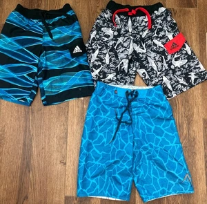 Adidas And Hawk Boys Swim Trunks, Size S, Small, 3 Pair, Shorts, Blue, Black - Picture 1 of 13