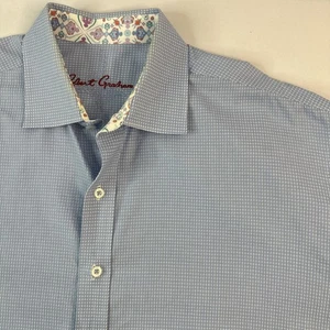 Camisa Robert Graham Azul Claro Abotonada Para Hombres 2XL Puño Abatible Floral Geométrica - Imagen 1 de 9