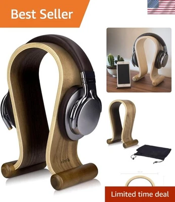 Colgador de auriculares de nogal - Pantalla resistente y elegante para todos los modelos de auriculares Foto 1 de 4