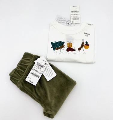 First Impressions Baby Boy Outfit 2-Pcs White Animal Top & Olive Pants 3-6M NWT - Image 1 of 4