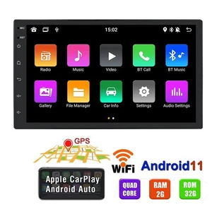 7" Double 2 Din Android Car Stereo Radio MP5 Player GPS Navigation FM RDS 32GB - Picture 1 of 14