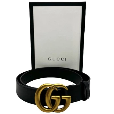 Cinturón fino Gucci GG Marmont talla 80/32 (agujero extra añadido 27” ver fotos como está) Foto 1 de 4