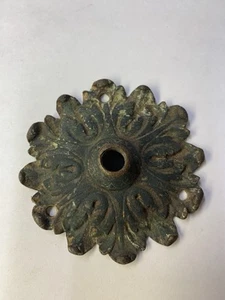 Vintage Brass Ceiling Canopy Medallion Cap Light Fixture Chandelier Victorian - Picture 1 of 15