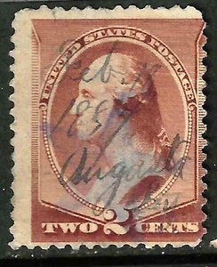 Bolígrafo manuscrito Augusta cancelar 2 centavos Washington Sc #210 1883 EE. UU. 52B75 - Imagen 1 de 2