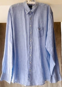 Gant 3XL "LINEN Stripe" powder blue/white striped shirt: hardly worn - Picture 1 of 12