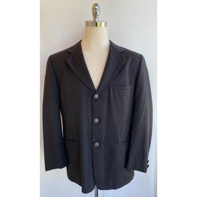 Blazer De Colección Gianni Versace Para Hombres Gris Espiga Muesca Solapa Chaqueta 52 EE. UU. 44/46R Foto 1 de 4