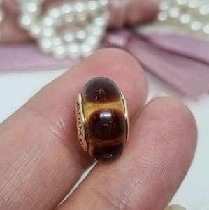 Genuine Pandora 14k Gold Brown Mystic Calla Murano Glass Charm 💕 585 ALE  R22c - Picture 1 of 8