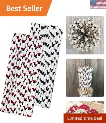 Pajitas de papel biodegradables de Mickey y Minnie Mouse - 50 unidades para celebraciones Foto 1 de 4