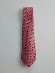 Bijoux Terner Pink & Black Geometric Triangles Pure Silk Handmade Tie - Picture 1 of 9