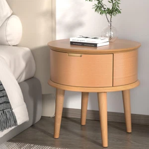 Wooden Bedside Table with Drawer Nightstand, Bedroom Living Room Home Furniture, - Picture 1 of 12