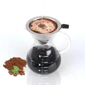 Pour Over Coffee Maker with Reusable Double-layer Stainless Steel Filter 600m... - Picture 1 of 7