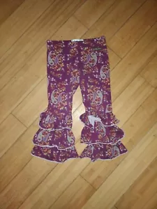 Matilda Jane Girls Size 4 Floral stretch Ruffle pants Purple platinum - Picture 1 of 9