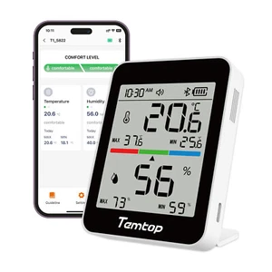 Temtop Temperatur Luftfeuchtigkeit Messgerät Innen Thermometer Bluetooth Warnung Export, T1  - Bild 1 von 7