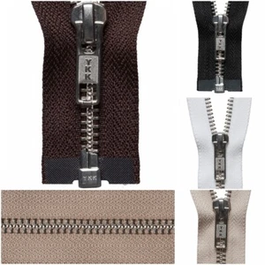 Heavy Strong Nickel Free Metal Open End Zip Metal Tooth Leather Suede | Choose - Picture 1 of 13