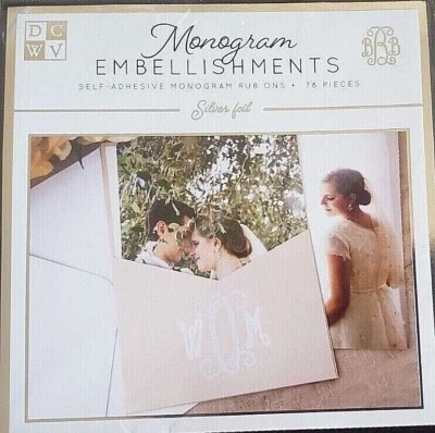 DCWV Autoadhesivo LÁMINA PLATEADA SCRIPT MONOGRAMA FROTAR - 78 piezas Foto 1 de 3