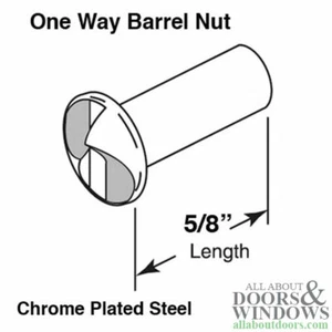 One Way Barrel Nut - 5/8 Inch Chrome Plated Steel - Picture 1 of 1