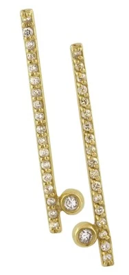 NEW: Dot & Line Earrings 18K Gold & diamonds: Norton Juster Inspired- Meaningful - Image 1 of 4