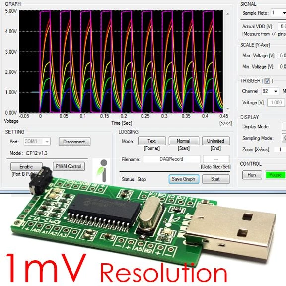 iCP12 (1mV) - usbStick (PC USB Oscilloscope, DAQ, Logger, PWM, Analog, IO Board) - Image 1 of 4