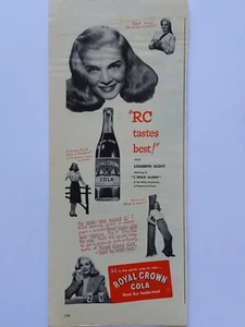 1947 vintage Royal crown cola print ad featuring Lizabeth Scott - Picture 1 of 1