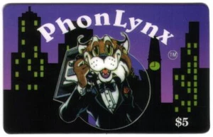 5 $. PhonLynx Logo Karte (lila Hintergrund & ohne Rand) 10/96 Telefonkarte - Bild 1 von 1