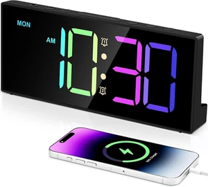 Loud Alarm Clock for Heavy Sleepers, Digital Clocks with Adjustable Volume Brigh - Picture 1 of 12