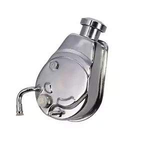 Saginaw P Series Power Steering Pump with Angled Fitting Chrome for GM - Bild 1 von 2