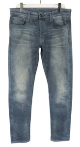 G-Star 3301 Slim Hommes Jeans W35/L32 Vieux Look Bleu Délavé Moustaches Touche - Bild 1 von 7