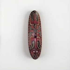 Vintage 1950s 65cm Tribal Hand Carved Wood Mask, Warrior, Birds Sepik New Guinea - Picture 1 of 15