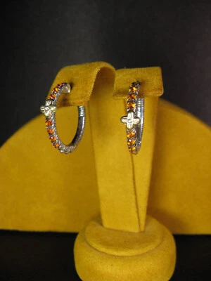 BARBARA BIXBY EARRINGS MADEIRA CITRINE GEMSTONE HOOPS S18K Astrology FLOWER Gift - Image 1 of 3