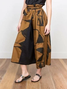 Pantaloni cropped neri gru piccoli origami culotte cravatta vita stampa B taglia varie - Foto 1 di 8