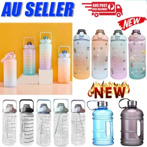 2L Sports Water Bottle Large Capacity Straw Time Motivational Fitness Jugs - AL - Picture 1 of 23