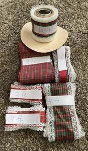Gemischter Posten 6 Handarbeit Band Weihnachten rot grün kariert Spitze Stoff 35 Fuß - Bild 1 von 6