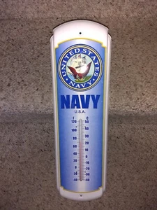 Rare United Stayes Navy Indoor Outdoor Metal Tin Thermometer 17x5" NEW - Picture 1 of 12