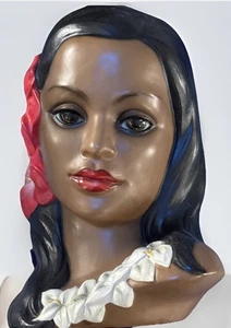 Lego Giappone ragazza polinesiana hawaiana busto scultura ibisco tiki bar decorazione Lei - Foto 1 di 10