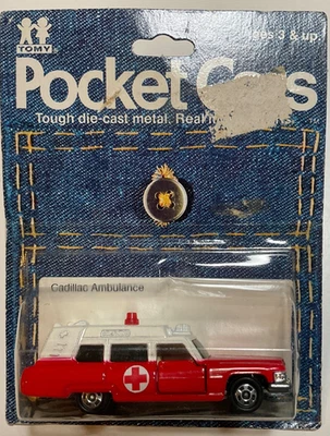 Ambulancia Cadillac Tomy Pocket Cars escala 1/77 rojo/blanco no. F2 Hecho en Japón Foto 1 de 3