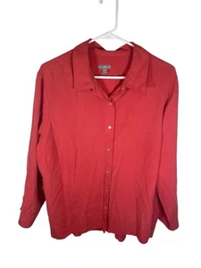 Blusa J Jill 100 % seda abotonada talla 2X coral para mujer de negocios” - Imagen 1 de 6