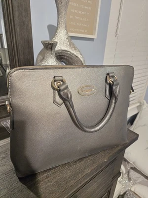 DASEIN Structured Tote Handbag – Metallic Grey Faux Leather Satchel - Image 1 of 2