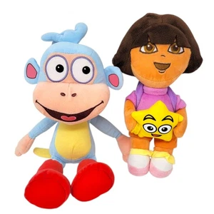 Vintage Dora The Explorer Doll With Backpack and Boots Monkey Plush Lot of 2 - Picture 1 of 13