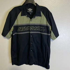 Harley Davidson Hemd L schwarz und oliv Kurzarm Knopfleiste - Bild 1 von 10