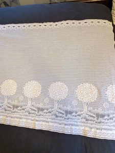 Pictoral White Lace Cafe Curtain Panel Picture Window Set of 3 Trees 35 x 74 - Picture 1 of 5