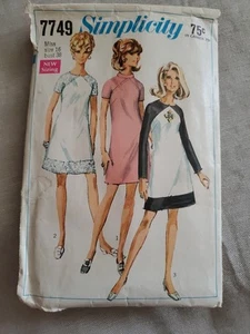 Simplicity 1968 CUT Patteen #7749 Misses Dress Sz 16 Bust 38 - Picture 1 of 6
