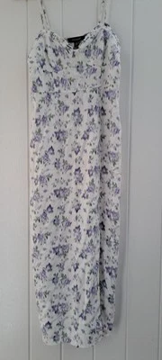 BNWT Primark Size 10 Maxi Dress In White & Purple Floral Design       Rrp £15 - Image 1 of 3