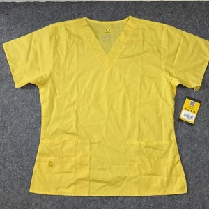 NUEVO CON ETIQUETAS WonderWink Origins Bravo Top Exfo Para Mujer Cuello en V Medio Amarillo 6016 - Imagen 1 de 10