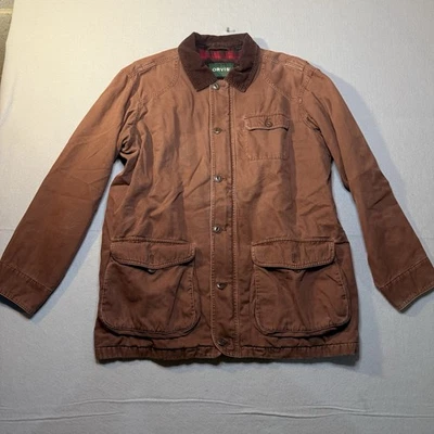 ORVIS Hombres L Algodón Granero Chaqueta Forrada Utilidad Abrigo de Campo Marrón Foto 1 de 4