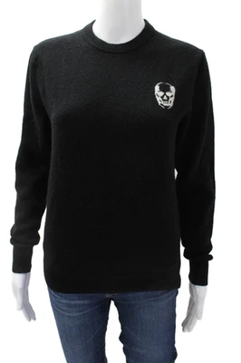 Saks Fifth Avenue Womens Wool Long Sleeve Round Neck Graphic Print Sweater Black - Image 1 of 4