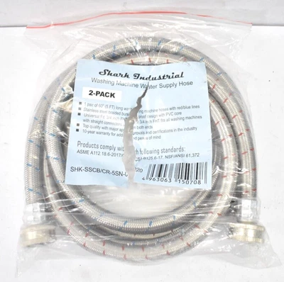 Shark Industrial Washing Machine Water Supply Hoses 2 Pack SHK-SSCB/CR-5SN-020 - Image 1 of 4