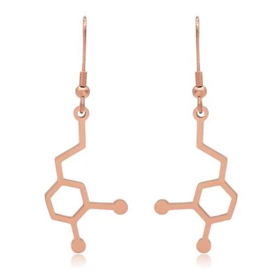 Pendientes colgantes de acero inoxidable con molécula de dopamina Foto 1 de 4