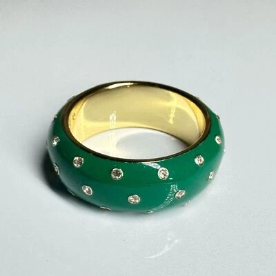 Gorjana Nuevo Talla 9 Oro Verde Noel Brillo Anillo Esmalte Oro 18k Latón Chapado Foto 1 de 2