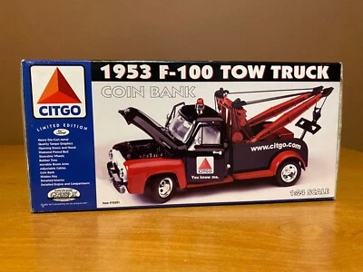 Gearbox 1953 Ford F100 Tow Truck Coin Bank Citgo New In Box 1:24 Scale - Image 1 of 2