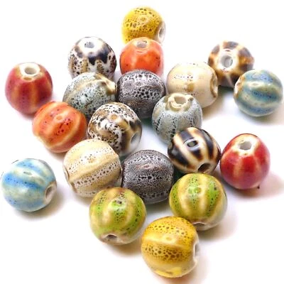 20 large ceramic beads, 11mm ceramic beads with 2.5mm hole - Image 1 of 4